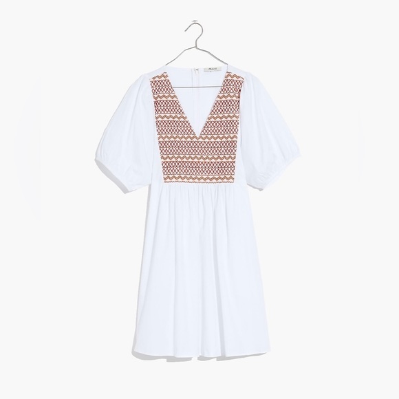 Madewell Embroidered Poplin V Neck Mini Dress NF854 - Picture 5 of 11